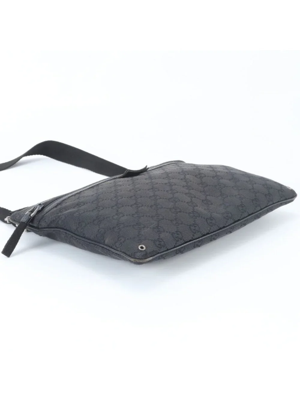 Gucci GG Canvas Leather Shoulder Bag Crossbody Messenger Business Tote Black